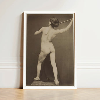 French Male Nude - Gaudenzio Marconi Art Print / Canvas Framed Black-and-white Photographic Figure Athletic, Guglielmo Marconi’s Albumen,