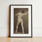 French Male Nude - Gaudenzio Marconi Art Print / Canvas Black-framed Sepia-toned Photograph Figure, Guglielmo Marconi’s Albumen, Silver,