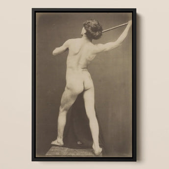 French Male Nude - Gaudenzio Marconi Art Print / Canvas Black-framed Sepia-toned Photographic Figure Athletic, Guglielmo Marconi’s Albumen,