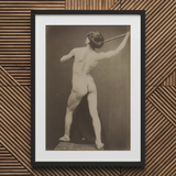 French Male Nude - Gaudenzio Marconi Art Print / Canvas Black-framed White-matted Vintage Sepia-toned Photograph Figure, Guglielmo