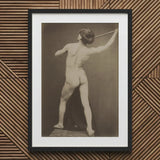 French Male Nude - Gaudenzio Marconi Art Print / Canvas Black-framed White-matted Vintage Sepia-toned Photograph Figure, Guglielmo