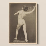 French Male Nude - Gaudenzio Marconi Art Print / Canvas Sepia-toned Framed Photograph Figure Athletic Pose, Guglielmo Marconi’s Albumen,