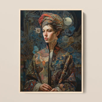 Freyja - Stampa d’arte surreale della dea norrena / Canvas, 12x16’’ / 31x41cm / Cornice naturale, Poster, Stampe e Opere d’arte visiva, Toby Leon