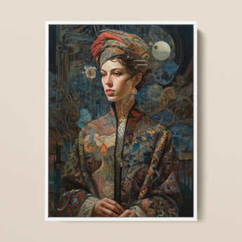 Freyja - Stampa d’arte surreale della dea norrena / Canvas, 12x16’’ / 31x41cm / Cornice bianca, Poster, Stampe e Opere d’arte visiva, Toby Leon