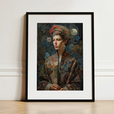 Freyja - Surreal Norse Goddess Art Print / Canvas Framed Portrait Woman Ornate Patterned Robe Turban Intricate Norse Realms Unfurls,