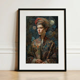 Freyja - Surreal Norse Goddess Art Print / Canvas Framed Portrait Woman Ornate Patterned Robe Turban Intricate Realms Unfurls, Mighty