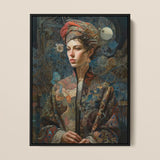 Freyja - Surreal Norse Goddess Art Print / Canvas Framed Portrait Woman Ornate Patterned Traditional Attire Intricate Realms Unfurls,