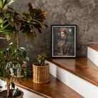 Freyja - Surreal Norse Goddess Art Print, Framed Portrait Painting Woman Red Hat Dark Background