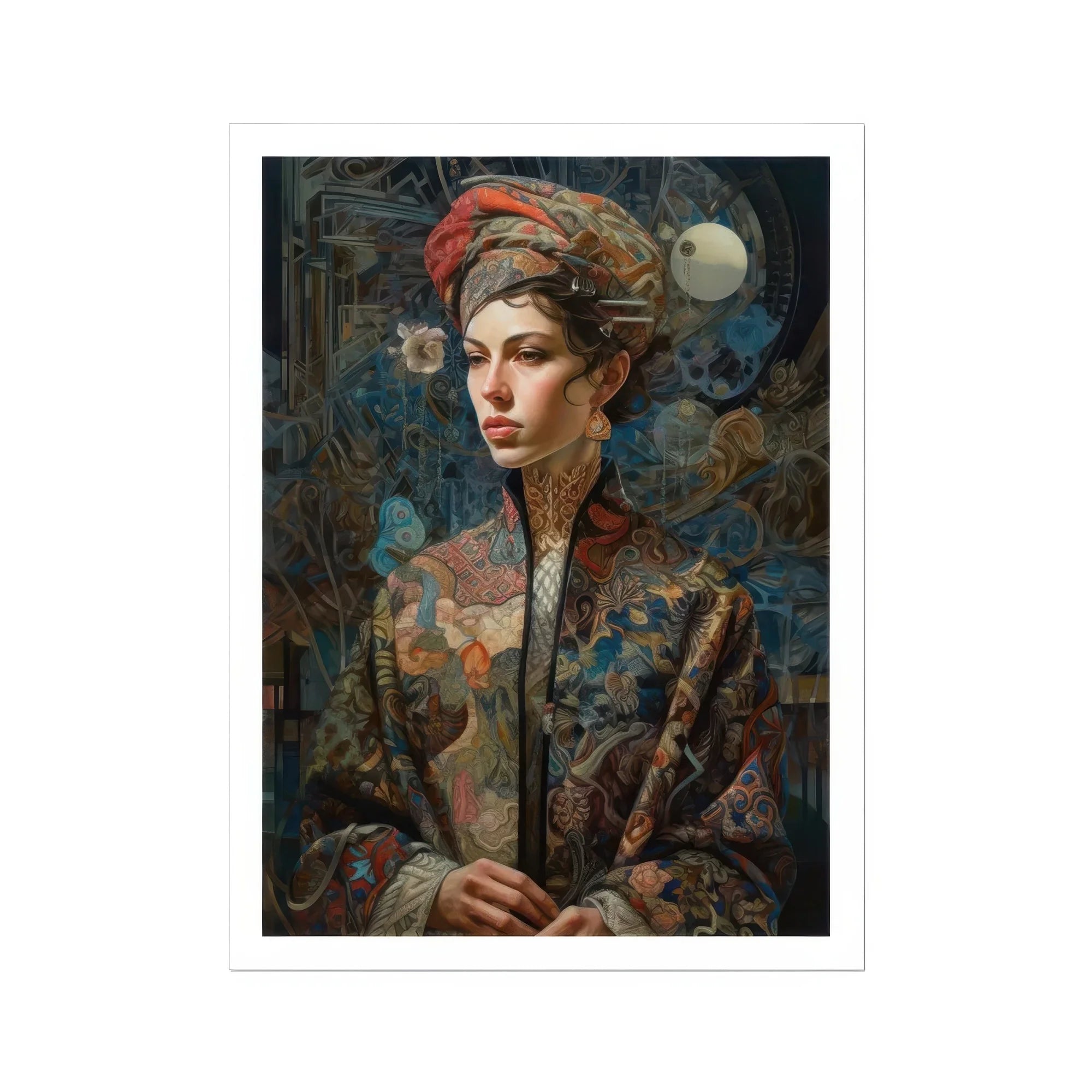Freyja - Surreal Norse Goddess Art Print, Portrait Painting Elegantly Dressed Figure Ornate Renaissance-style Clothing