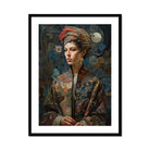 Freyja - Surreal Norse Goddess Art Print, Portrait Painting Figure Ornate Floral Jacket Red Turban-style