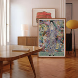 Friederike Maria Beer - Gustav Klimt Symbolist Art Print / Canvas Colorful Framed Painting Woman Ornate Patterned Dress Surrounded Gustav