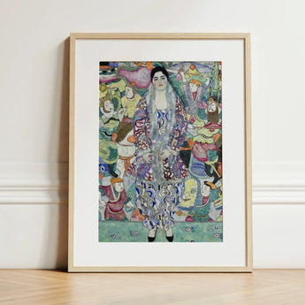 Friederike Maria Beer - Gustav Klimt Symbolist Art Print / Canvas Framed Woman Ornate Patterned Dress Blue, Portrait Prints