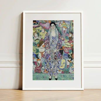 Friederike Maria Beer - Gustav Klimt Symbolist Art Print / Canvas Framed Woman Ornate Patterned Dress Blue, Portrait Prints