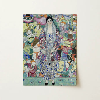 Friederike Maria Beer - Gustav Klimt Symbolist Art Print / Canvas Vibrant Colorful Painting Central Woman Ornate Patterned Robe, Portrait