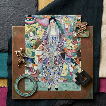 Friederike Maria Beer - Gustav Klimt Symbolist Art Print / Canvas Vibrant Colorful Painting Woman Ornate Robe Surrounded Figures Gustav