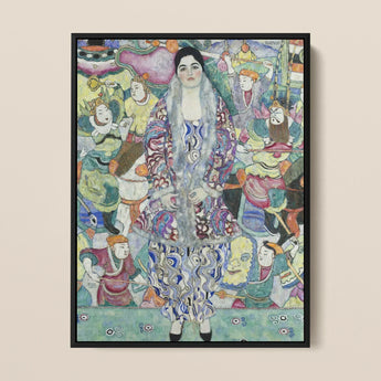 Friederike Maria Beer - Gustav Klimt Symbolist Art Print / Canvas Vibrant Framed Painting Central Woman Ornate Patterned Gown, Portrait