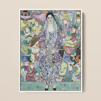 Friederike Maria Beer - Gustav Klimt Symbolist Art Print / Canvas Vibrant Stylized Painting Central Woman Ornate Patterned Gown, Portrait