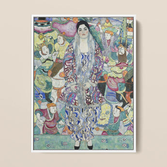 Friederike Maria Beer - Gustav Klimt Symbolist Art Print / Canvas Vibrant Stylized Painting Central Woman Ornate Patterned Gown Gustav