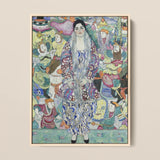 Friederike Maria Beer - Gustav Klimt Symbolist Art Print / Canvas Vibrant Stylized Painting Central Woman Ornate Patterned Gown, Portrait
