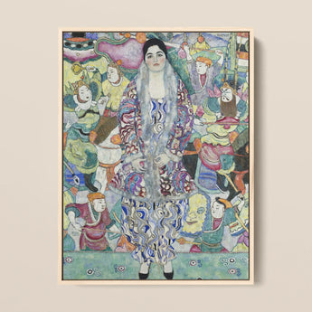 Friederike Maria Beer - Gustav Klimt Symbolist Art Print / Canvas Vibrant Stylized Painting Central Woman Ornate Patterned Gown, Portrait