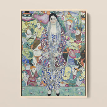 Friederike Maria Beer - Gustav Klimt Symbolist Art Print / Canvas Vibrant Stylized Painting Central Woman Ornate Patterned Gown Gustav