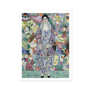 Friederike Maria Beer - Gustav Klimt Symbolist Art Print, Figure Ornate Blue Purple Floral Patterned Dress Stands