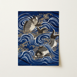 Fukusa and Carp in Waves - Meiji Art Print / Canvas, 12x16’’ / 31x41cm / Unframed / no Border, Posters Prints & Visual Artwork, Toby Leon