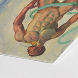 Fullness - Ferdinand Hodler Art Print / Canvas Watercolor Painting Nude Male Figure Suspended Upside Rendered, Signed, Form Pienezza,