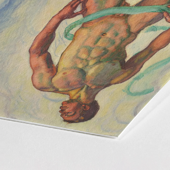 Fullness - Ferdinand Hodler Art Print / Canvas Watercolor Painting Nude Male Figure Suspended Upside Rendered, Signed, Form Pienezza,