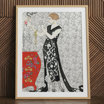 Fumée - George Barbier 1920s Fashion Art Print / Canvas, 24x32’’ / 61x81cm / Natural Frame / Matboard, Posters Prints & Visual Artwork,