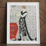 Fumée - George Barbier 1920s Fashion Art Print / Canvas, 24x32’’ / 61x81cm / White Frame / Matboard, Posters Prints & Visual Artwork, Toby