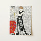 Fumée - George Barbier 1920s Fashion Art Print / Canvas Artistic Woman Elegant Black White Floral Gown, Parisian Haute Couture, Gazette Du