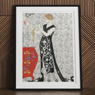 Fumée - George Barbier 1920s Fashion Art Print, Framed Art Print Elegant Figure Patterned Black Dress