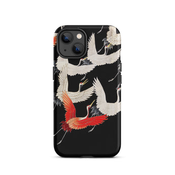 Furisode with Myriad of Flying Cranes Iphone Case, 13 / Matte, Black Iphone Case Pattern White Red Cranes