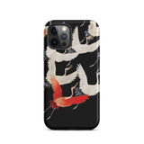 Furisode with Myriad of Flying Cranes Phone Case Iphone 12 Pro / Matte Black Smartphone Case Pattern White Red Cranes Ivory Wings