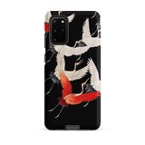 Furisode with Myriad of Flying Cranes Phone Case Samsung Galaxy S20 Plus / Matte Black Phone Case Vibrant Design White Red Cranes Ivory