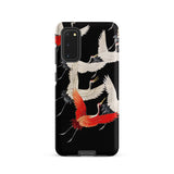 Furisode with Myriad of Flying Cranes Phone Case Samsung Galaxy S20 / Matte Black Phone Case Vibrant Design White Red Cranes Ivory Wings