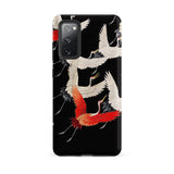 Furisode with Myriad of Flying Cranes Phone Case Samsung Galaxy S20 Fe / Matte Black Phone Case Vibrant Illustration White Red Cranes Ivory