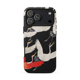 Furisode with Myriad of Flying Cranes Phone Case Iphone 17 Pro Max / Matte Black Phone Case White Red Cranes Design Durable Ivory Wings
