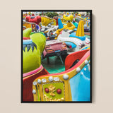 Gang’s All Here + too Giclée Print / Canvas Vibrant Framed Poster Colorful Collection Cartoonish Amusement Park Giclée Print, Park,