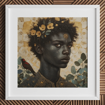 The one - Gay Black God Art Print / Canvas, 12x12’’ / 31x31cm / White Frame / Matboard, Posters Prints & Visual Artwork, Toby Leon