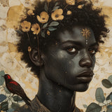The one - Gay Black God Art Print / Canvas Floral Crown Yellow Flowers Green Leaves, Queer, Bold Statements Prints