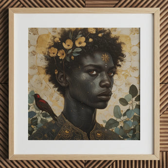 The one - Gay Black God Art Print / Canvas Framed Artwork Portrait Person Dark Skin Curly Hair, Queer, Bold Statements Prints
