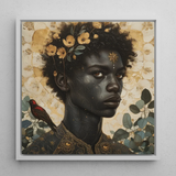 The one - Gay Black God Art Print / Canvas Framed Portrait Woman Dark Curly Hair Adorned, Queer, Bold Statements Prints