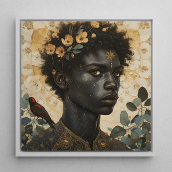 The one - Gay Black God Art Print / Canvas Framed Portrait Woman Dark Curly Hair Adorned, Queer, Bold Statements Prints