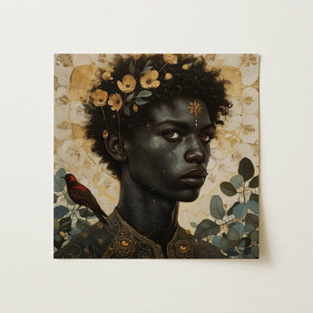 The one - Gay Black God Art Print / Canvas Square Painting Portrait Person Dark Skin Curly, Queer, Bold Statements Prints