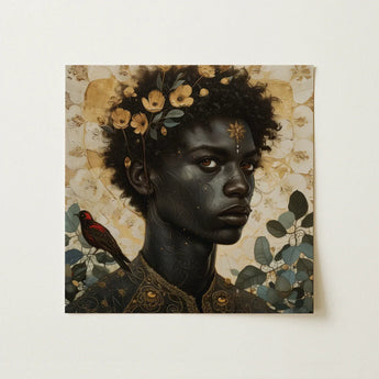 The one - Gay Black God Art Print / Canvas Square Painting Portrait Person Dark Skin Curly, Queer, Bold Statements Prints