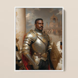 The General - Vintage Gay Military Art Print / Canvas Framed Portrait Black Knight Ornate Silver Gold Armor Marvel, Classical Renaissance