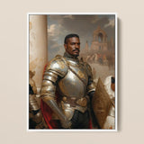 The General - Vintage Gay Military Art Print / Canvas Framed Portrait Black Knight Ornate Silver Gold Armor Marvel, Classical Renaissance