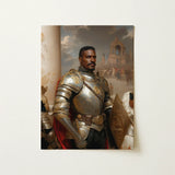 The General - Vintage Gay Military Art Print / Canvas Framed Portrait Black Knight Ornate Silver Gold Armor Marvel, Classical Renaissance
